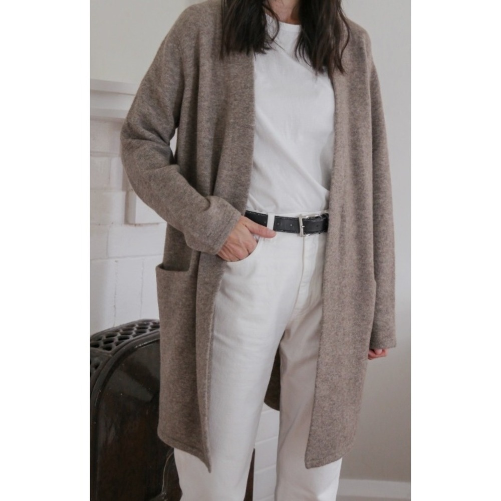 Jenni Kayne Sweater Coat Oatmeal Merino Wool Yak Blend Long Cardigan XS